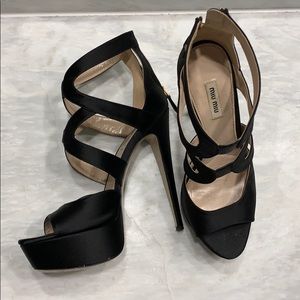 Black open toe Miu Miu heels!